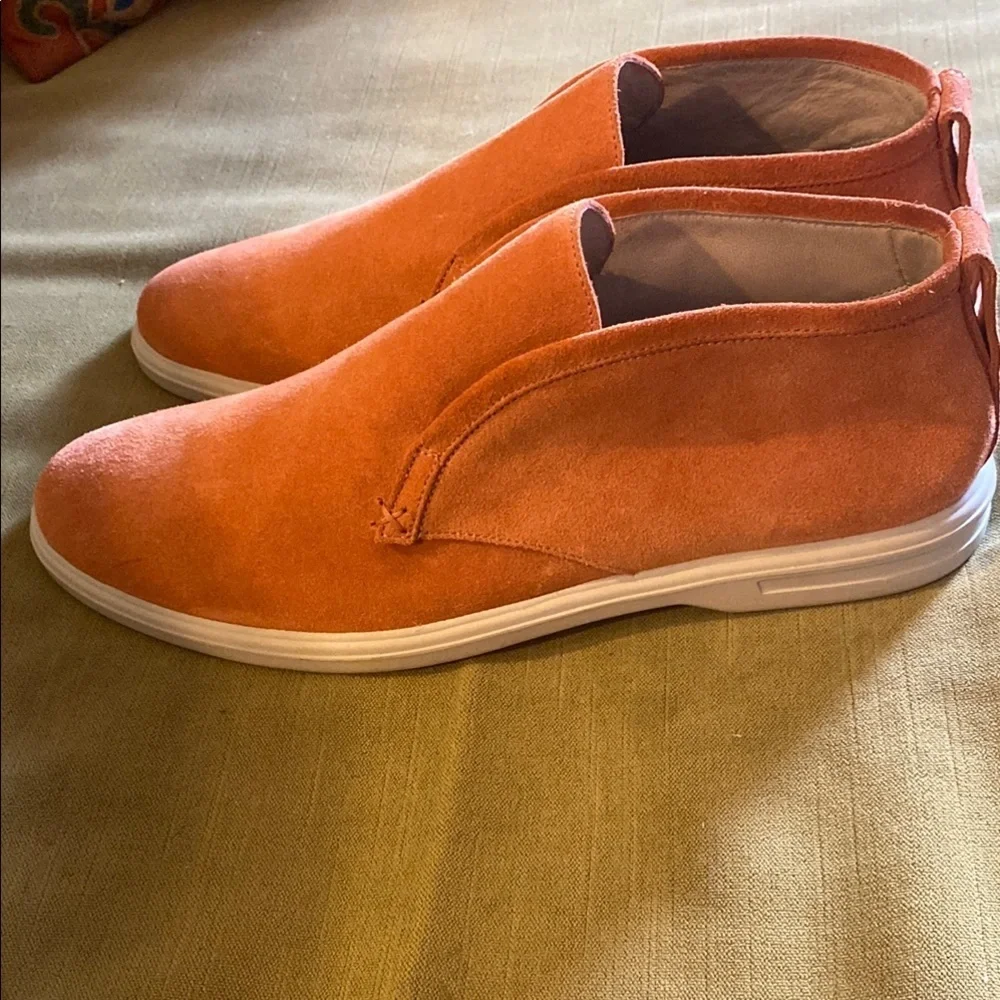 Vibrant Orange Suede Ankle Sneakers